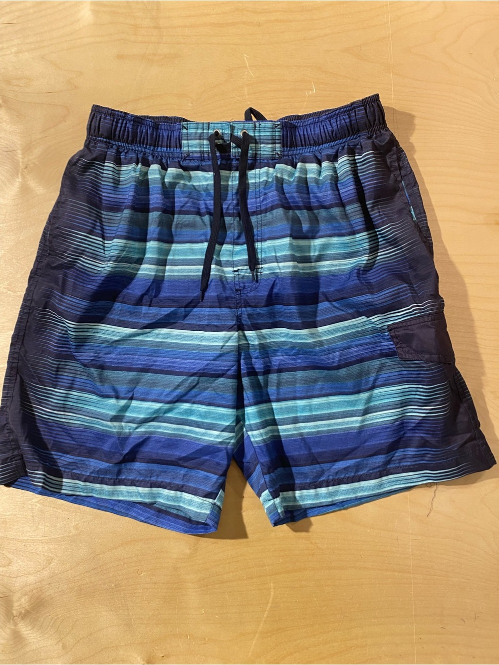 Sonoma Men's Blue Stripe Quick-Dry Swim Shorts XL (BD)